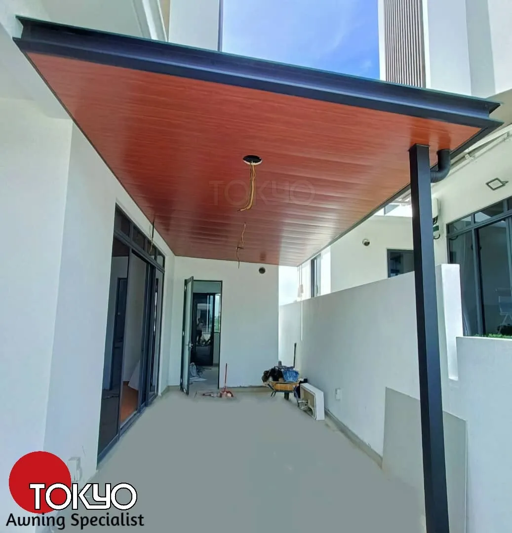 C-roof awning over a side balcony walkway — real completed project serving the Cheras area
