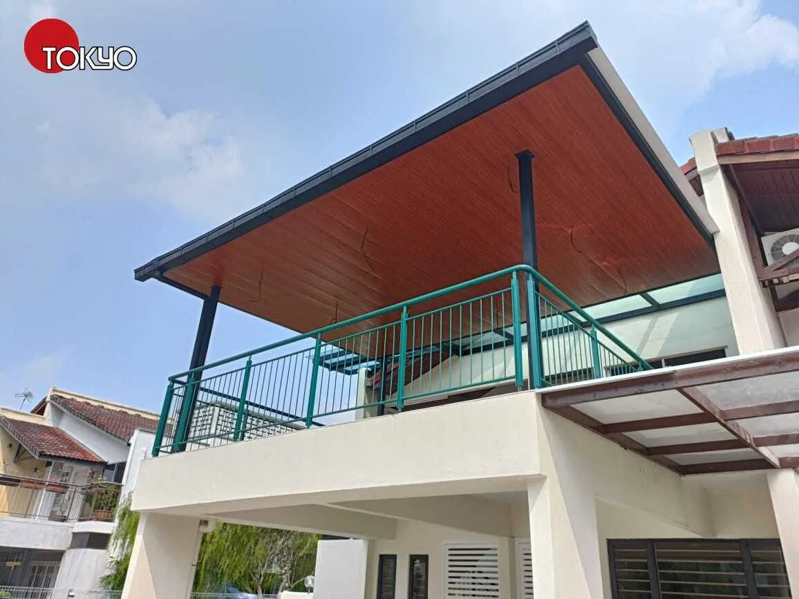 C-roof awning over an upper-floor balcony — real completed project serving the Kuala Lumpur area