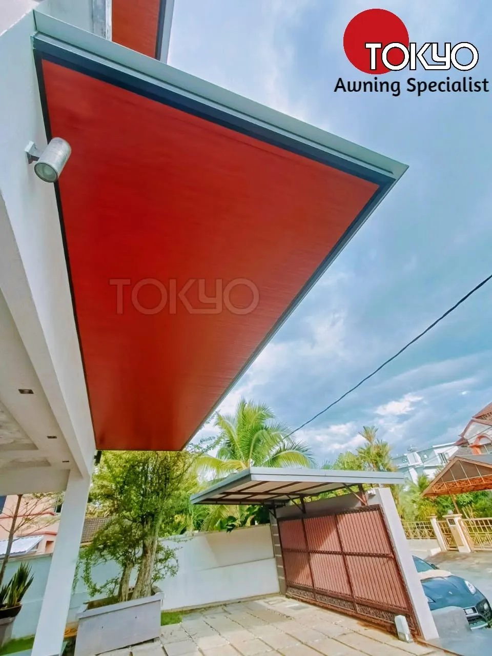 Frosted glass roof awning over a balcony with glass balustrade — real completed project serving the Semenyih area
