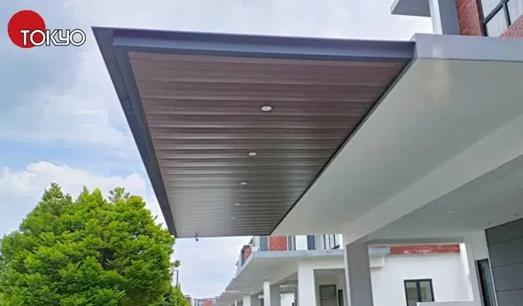 Cantilevered C-roof awning over a balcony — real completed project serving the Subang Jaya area