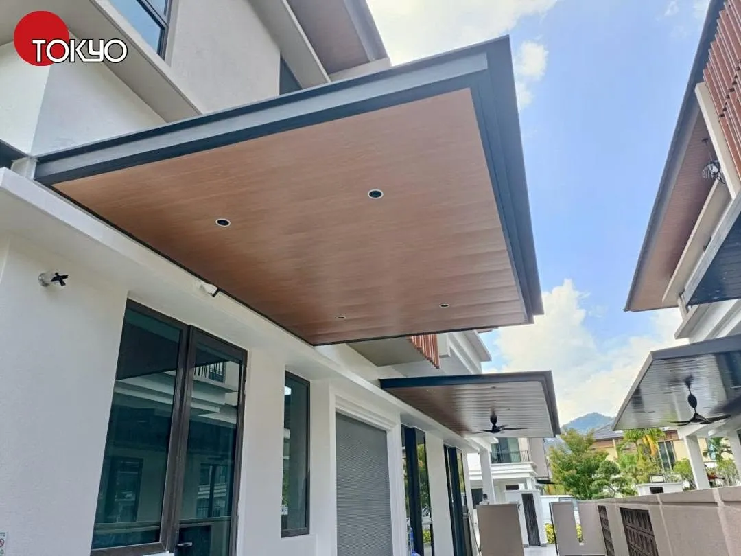 C-roof awning over a car porch with a hillside view — real completed project serving the Subang Jaya area